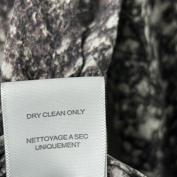 Joie Louvre Printed Silk Blouse Gray Abstract Surplice Peplum Size Large - Picture 9 of 10